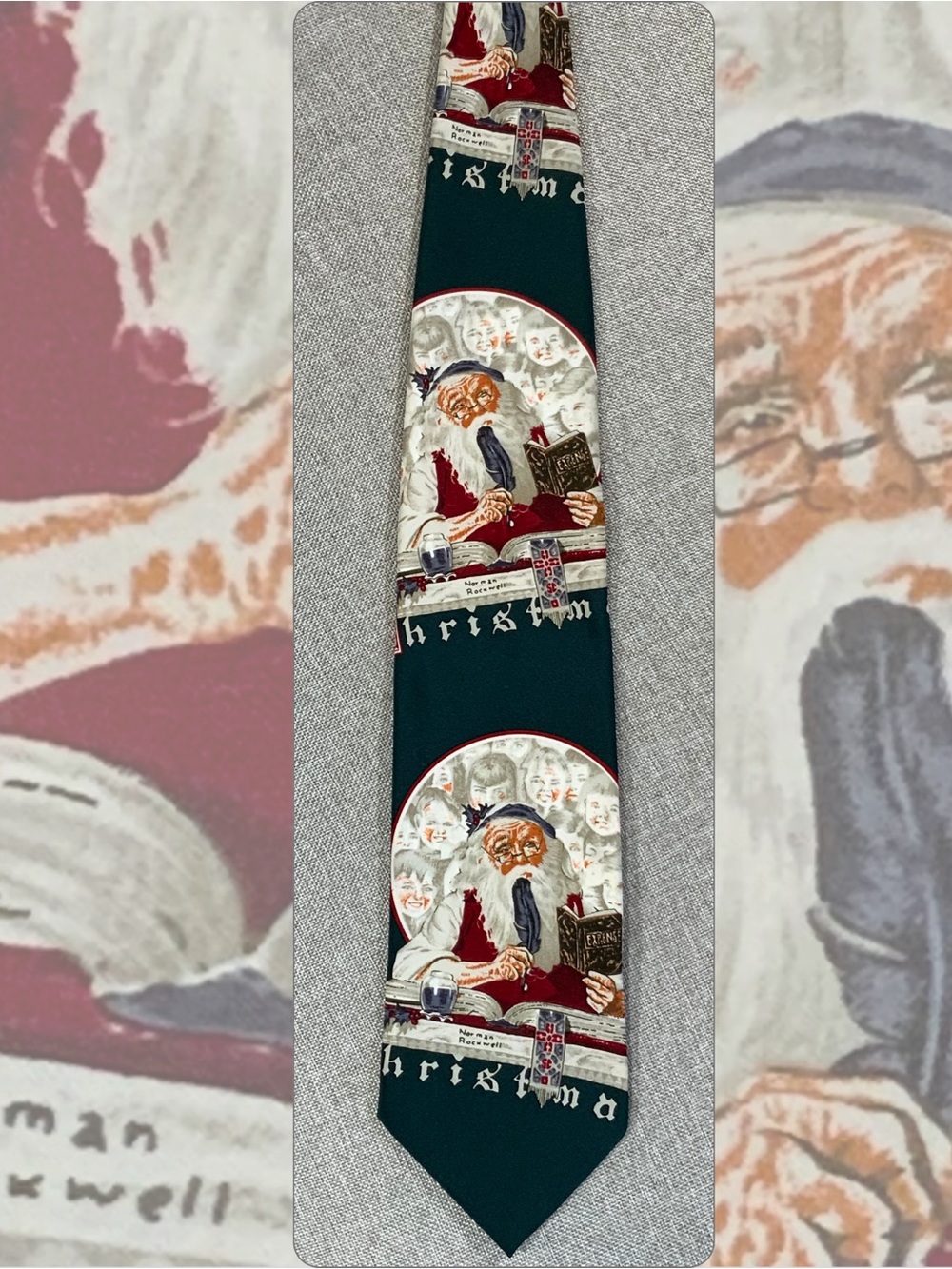 Norman Rockwell Christmas Tie Saturday Evening Post Santa Expense Book Necktie